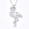 Non-Tarnish 201 Stainless Steel Pendant Necklaces, with Cable Chains, Flamingo Shape, Stainless Steel Color, 17.5 inch~17.9 inch(44.5~45.5cm), 1.5mm, Flamingo: 32x22x1mm