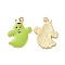 Halloween Theme Rack Plating Alloy Enamel Pendants, Ghost Charms, Light Gold, 31x23x2mm, Hole: 2mm