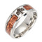 Non-Tarnish Stainless Steel Wide Band Finger Rings, with Acacia, Tree, Size 7, Stainless Steel Color, 17.4mm