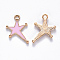 Alloy Enamel Pendants, Star, Light Gold, Pink, 21x15x2mm, Hole: 2mm