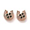 Alloy Rhinestone European Beads, Large Hole Beads, Horseshoe with Clover, Rose Gold, 11x11x8mm, Hole: 4.6mm