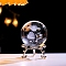 Inner Carving Glass Crystal Ball Diaplay Decoration, Fengshui Home Decor, Clear, Flower, 60mm