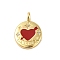 Brass Micro Pave Cubic Zirconia Pendants, with Enamel, Real 18K Gold Plated, Heart with Arrow, Red, 26x17x2.5mm, Hole: 4mm