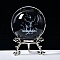 Carving Crystal Ball, Glass Sphere Decoration, with Platinum Tone Alloy Stand, Clear, Deer, 60mm