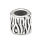 304 Stainless Steel European Beads, Large Hole Beads, Column with Bark Pattern, Antique Silver, 6.5x6mm, Hole: 4mm