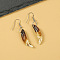 Natural Gemstone Wolf Tooth Shape Dangle Earrings with Real Tibetan Mastiff Dog Tooth