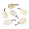 Natural New Jade Pendants, with Alloy Findings, Drop, Platinum, 23~24x14x8mm, Hole: 4x5mm