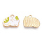 Alloy Enamel Pendants, Cadmium Free & Lead Free, Cat, Light Gold, Yellow Green, 12.5x16x2mm, Hole: 1.5mm