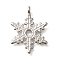 Anti-Tarnish 304 Stainless Steel Pendants, Snowflake Charm, Stainless Steel Color, 23x17.5x1.8mm, Hole: 2mm