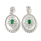 Brass Micro Pave Clear Cubic Zirconia Pendants, with Glass, Oval Charms, Real Platinum Plated, 21x15x6mm, Hole: 4.8x2mm