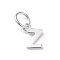 925 Sterling Silver Letter Charms, with Jump Rings and 925 Stamp, Silver Color Plated, Letter Z, 7x5.5x0.8mm, Hole: 4mm