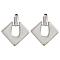 Brass Rhombus Stud Earrings, Platinum, 45x41.5mm