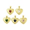 Rack Plating Brass Micro Pave Cubic Zirconia Pendants, Cadmium Free & Lead Free, Long-Lasting Plated, Heart, Real 18K Gold Plated, Mixed Color, 18x16x6mm, Hole: 4mm