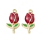 Alloy Enamel Pendants, Golden, Tulip Charm, FireBrick, 22.5x11.5x3.5mm, Hole: 1.6mm