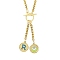 Ion Plating(IP) 304 Stainless Steel Sky Blue Enamel Letter & Eye Pendant Wheat Chain Necklaces, with Toggle Clasps, Golden, Letter R, 20.47~20.87 inch(52~53cm)