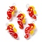 Handmade Lampwork Pendants, Sea Horse Charms, Red, 45~49x24~30x11~16mm, Hole: 2.5mm