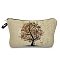 Tree of Life Pattern Polyester Waterpoof Makeup Storage Bag, Multi-functional Travel Toilet Bag, Clutch Bag with Zipper for Women, Pale Goldenrod, 22x18cm