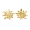 304 Stainless Steel Shell Pearl Flower Stud Earrings for Women, Golden, 36.5x35.5mm