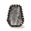 Natural Labradorite Open Cuff Ring RJEW-M166-03R-H-2