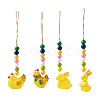 Crafans 4Pcs 4 Style Easter Theme Plastic Hen & Rabbit Pendant Decorations HJEW-CF0001-16A-1