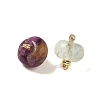 Natural Fluorite Rondelle Charms with Rack Plating Brass Loops G-G110-05A-01-2