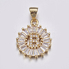 Long-Lasting Plated & Rack Plating Brass Micro Pave Cubic Zirconia Letter Pendants ZIRC-A007-03B-G-1