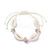 Natural Cowrie Shell Braided Bead Bracelet BJEW-JB07400-04-1