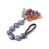 Heart Natural Blue Spot Jasper & Mixed Stone Chips Tassel Pendant Decorations HJEW-JM00948-01-3