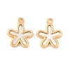 Brass Pave Natural Freshwater Shell Flower Charms KK-S389-04G-1