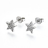Brass Micro Pave Clear Cubic Zirconia Stud Earrings EJEW-T046-30P-NF-1