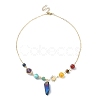 Natural & Synthetic Mixed Gemstone Nugget Pendant Necklaces with Alloy Chains NJEW-TA00126-4