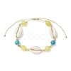 8mm Round Synthetic Turquoise & Natural Mashan Jade Braided Bead Bracelets BJEW-JB10376-1