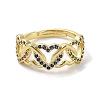 Real 18K Gold Plated Brass Micro Pave Cubic Zirconia Adjustable Rings RJEW-M170-04G-01-2