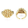 Brass Ball Beaded Rhombus Open Cuff Ring for Men Women RJEW-N037-019-1