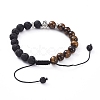 Natural Lava Rock & Tiger Eye Beads Adjustable Braided Bracelets BJEW-JB04987-07-4