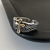 Wing with Cross Alloy Open Cuff Ring PW-WG44085-01-1