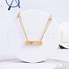 430 Stainless Steel Cubic Zirconia Oval Pendant Necklaces JN1051A-5