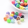 Mixed Color Chunky Metal Enlaced Acrylic Round Spacer Beads for Kids Jewelry X-PB21P9481-1