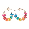 Polymer Clay Beaded C-shape Stud Earrings EJEW-TA00073-2