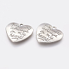 Tibetan Style Carved Words Alloy Heart Pendants X-TIBEP-Q043-190-RS-2