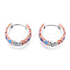 Colorful Enamel Flower Hoop Earrings EJEW-N011-105P-3
