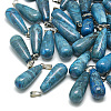 Dyed Natural Blue Agate Pendants G-T081-23-1