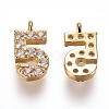 Brass Micro Pave Clear Cubic Zirconia Charms ZIRC-L075-60A-05G-1