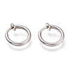 Tarnish Resistant 304 Stainless Steel Retractable Clip-on Hoop Earrings STAS-O135-01A-1