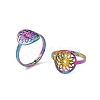 Ion Plating(IP) 201 Stainless Steel Flower Adjustable Ring for Women RJEW-C045-01M-4