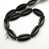 Natural Oval Black Stone Beads Strands G-P062-43-2