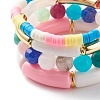 Handmade Polymer Clay Heishi Beads Stretch Bracelets Set BJEW-JB07445-5