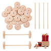 Unfinished Schima Wood Vehicle Wheels & Birch Wood Stick Sets DIY-WH0308-326B-1