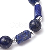 Natural Lapis Lazuli Round Beaded Stretch Bracelets for Women BJEW-JB11137-02-4