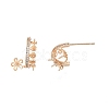 Brass Micro Pave Clear Cubic Zirconia Flower Stud Earring Findings KK-T062-241G-4